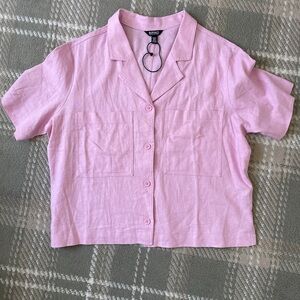 NWOT Buffalo David Bitton linen blend pink camp shirt L